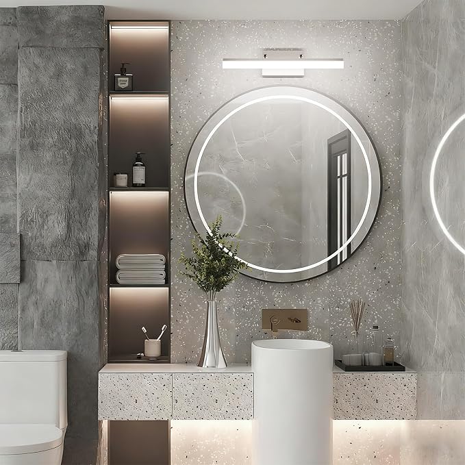 Aipsun Brushed Nickel Vanity Light Adjustable 20 inch Modern LED Bathroom Light Fixtures Over Mirror Rotatable Vanity Lighting 5500K