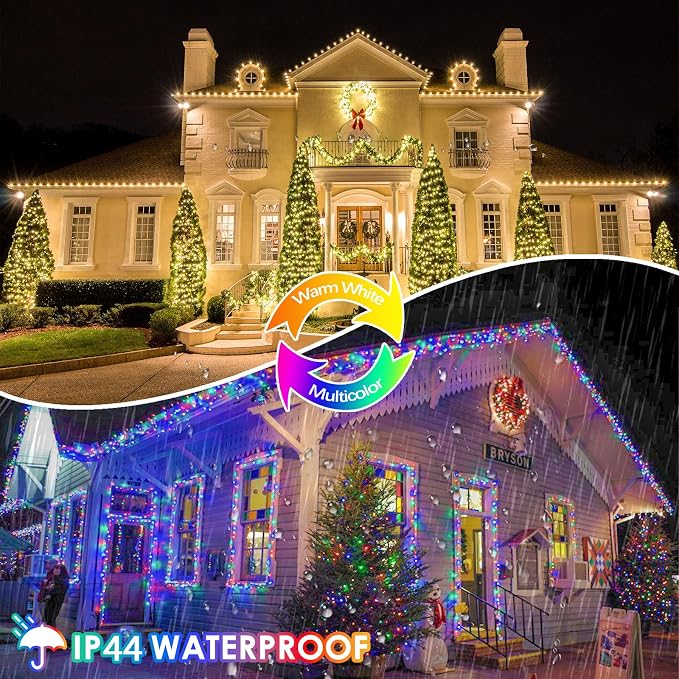 100 LED Connectable String Lights with Remote, Warm White to Multicolor | 11 Modes, Timer, 33FT Clear Wire Waterproof Color Changing Twinkle Fairy Lights Plug in for Bedroom Patio Xmas Tree Decor