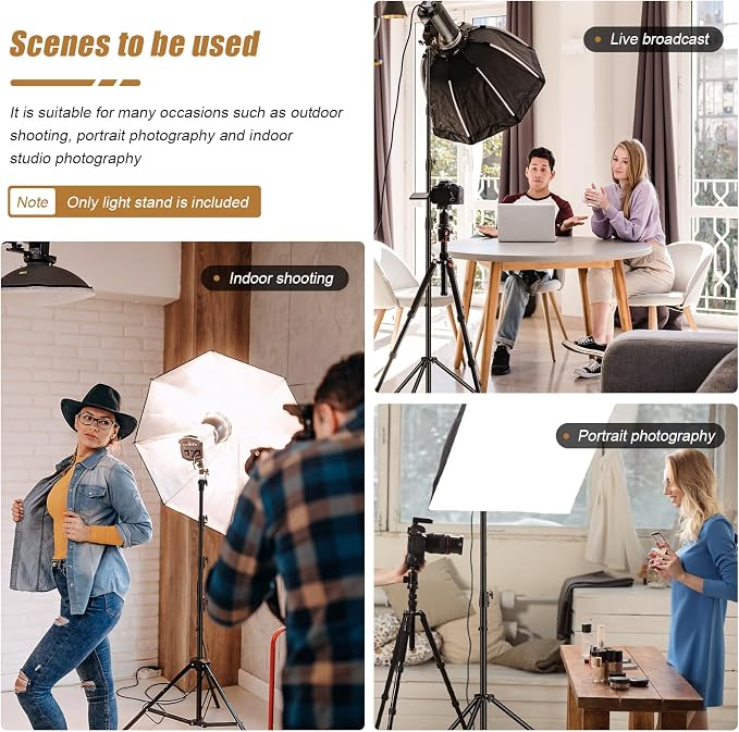 Godox 380F Heavy Duty Light Stand 150in/12.6' Tripod Stand Adjustable 110cm-380cm Spring Cushioned Photography Light Stand with 1/4” to 3/8” Screw Adapter for Strobe,LED Video Light,Monolight, Softbox
