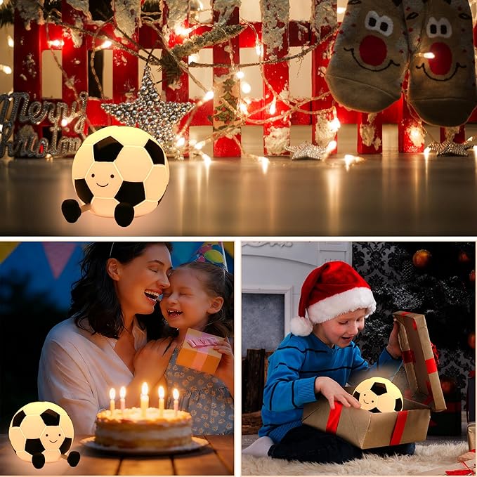 Soccer Silicone Night Light for Kids,Cartoon Soccer Lamp Squishy Silicone Baby Nursery Night Light with 7 Colors Change,Football Night Light for Home Decor,Birthday or Christmas Gifts