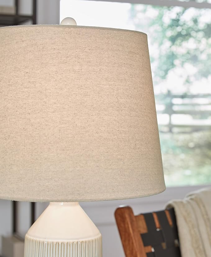 Signature Design by Ashley Willport Modern 26.5" Ceramic Table Lamp, Set of 2, Beige