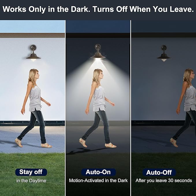 Boxlood Motion Sensor Light Bulbs for Outdoor Indoor,12W(100W Equivalent) A19 E26 5000K Daylight Motion Activated Dusk to Dawn Outdoor Light Bulb for Front Door Porch Garage Basement Hallway, 4 Pack