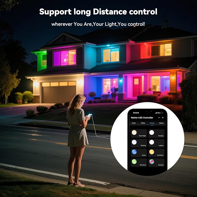 MIWISE Matter LED Controller,Dimmable WiFi Controller for LED Strip Light,Works with Alexa/Google Assistant/Homekit/Apple Home/Siri,for Single Color/CCT/RGB/RGBCCT/RGBW COB LED Strip Light,DC12-48V