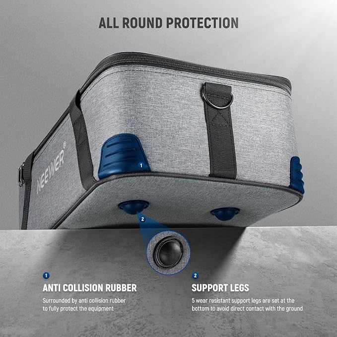 NEEWER Carrying Bag with Movable Foam Padded for Studio Light Q300 Vision 4 ML300 CB60B RGB CB60 MS60B MS60C MS150B, Durable Oxford Cloth Transit Bag Travel Case with Shoulder Strap & Handle, PB5