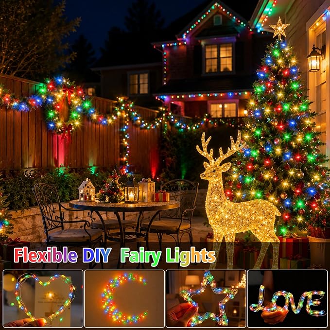 6 Pack Timer Fairy Lights Battery Operated Twinkle Lights with 5 Modes | 16.4Ft 50 LED Silver Copper Wire Battery Wreath Lights for Home Christmas Wedding Indoor Outdoor Decor, Multicolor