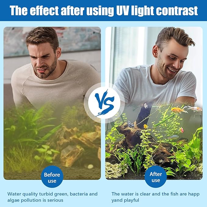 TAISHAN Aquarium Clean Light，13W & 11W & 9 W & 7 W & 5 W & 3 W Algae Removal Light with Timer,Aquarium Water Clean Green Clear Waterproof Clean Light for Fish Tank,Pond,Swimming Pool