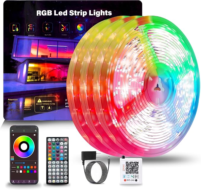 NBBUFF LED Lights for Bedroom 297FT, RGB LED Strip Lights Music Sync, Led Light Strip with Remote & App Control, DIY Color Changing Led Lights for Room Decor Aesthetic and Party (3 Rolls of 99ft)