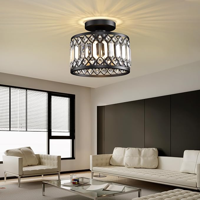 Semi Flush Mount Ceiling Light,Industrial Semi Flush Mount Ceiling Light,Industrial Black Light Fixtures Ceiling Mount, Chandelier Kitchen Lighting Black Flush Mount Light,Vintage Light Fixture