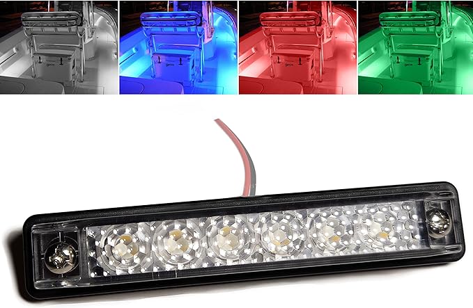 Wave One Marine 8" LED RGBW Surface Mount Courtesy Internal Driver Mount Boat Light | RV Accent | Interior Exterior Deck Transom Cockpit T Top | Waterproof IP67