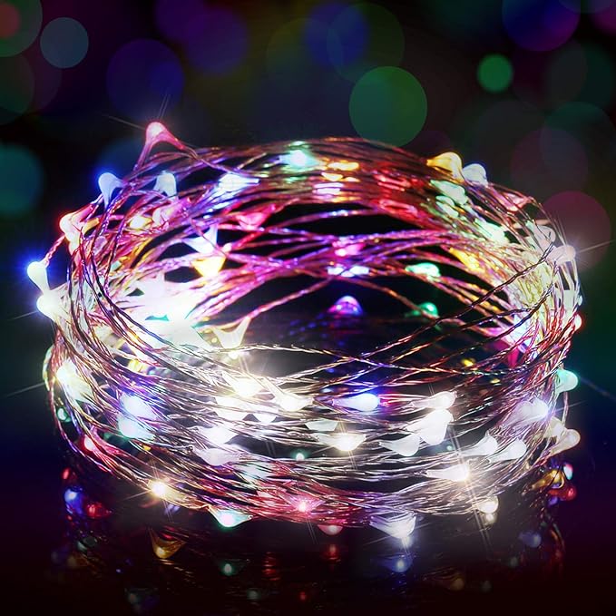 Ariceleo USB Powered String Light, 1 Pack USB Plug in Copper Wire Fairy Lights for Indoor, Bedroom Festival Christmas Wedding Party Patio Decorative Window with USB Interface (33ft./10M,Multi Color)