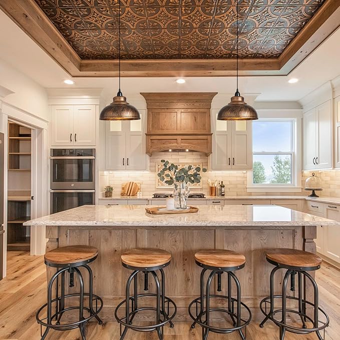 Plug in Pendant Light: Rustic Hanging Lamp Plug in, farmhouse pendant light 14.7ft Swag Lamp Cord with On/Off Switch for Kitchen Island/Dining Room/Bedroom/Living Room Farmhouse Hanging Light, No bulb
