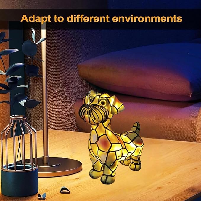 Schnauzer Dog Table Lamp, 2026 New Series Art Lamp, Colored Resin Vintage Lion Dog Lamp, Resin Bedside Table Lamp, Cute Pet Dog-Themed LED Lamp, Suitable for Bedroom, Cozy Animal Night Light
