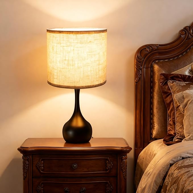 Touch Table Lamp for Bedroom Set of 2,3 Way dimmable Nightstand Bedside Lamp with Linen Shade,Desk Lamp for Living Room, Guest Room, Home Office