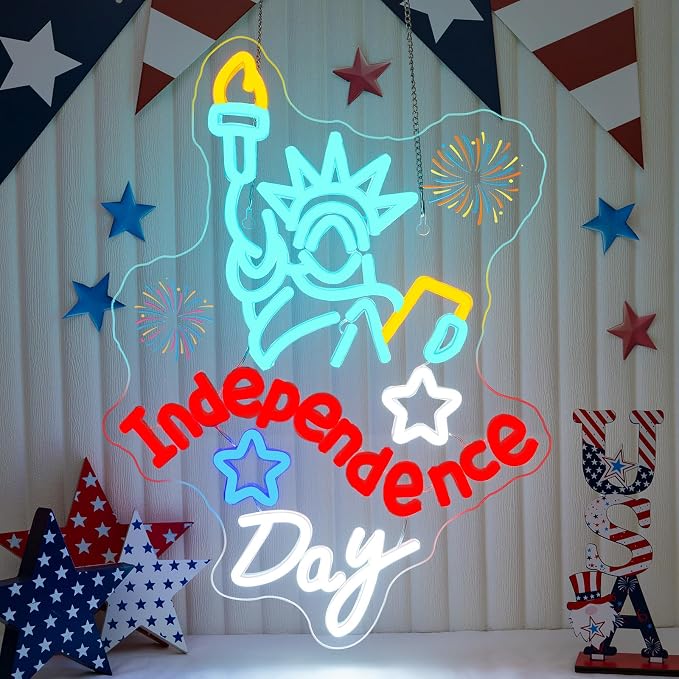 Statue of Liberty Neon Sign Independence Day Neon Light 4th Of July LED Led Light Goddess of Liberty Led Sign 250th Anniversary Led Sign Gifts for Americans for Patriotic Party Bedroom Bookstore Man Cave Bar Patio
