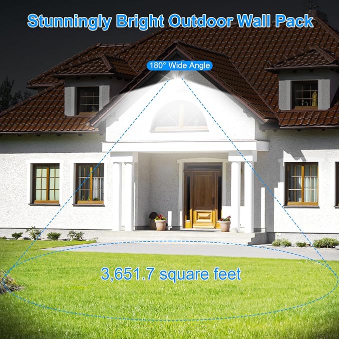18000LM Modern Security Flood Light, 360° Rotatable Areas Lighting | 4Pack, 18000LM, IP65 Waterproof, Switch Control, 85-277V Wall Mount Commercial Wall Pack for Warehouse, Building