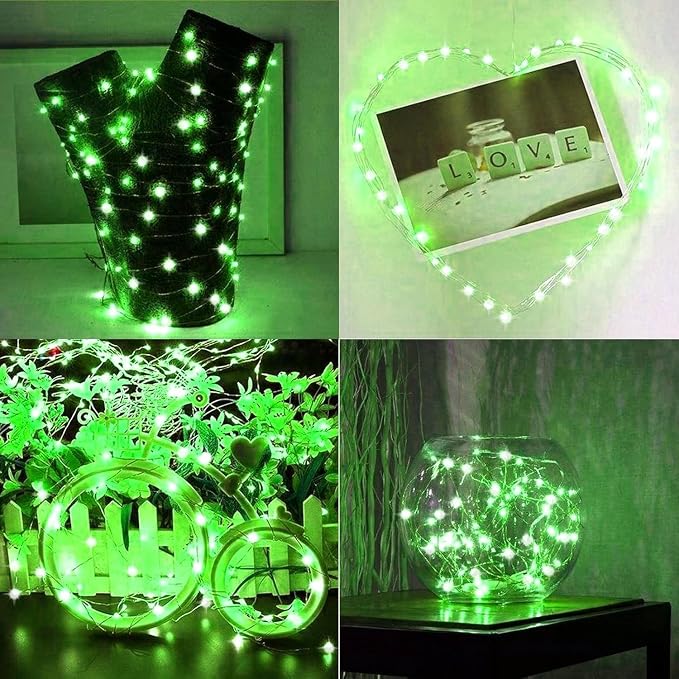 2 Pack 33Ft 100 LED Green St Patricks Day Fairy Lights, Plug in Mini String Lights with 16 Lighting Modes, Waterproof Twinkle Firefly Lights for Indoor Outdoor Tree Garden Party Decoration