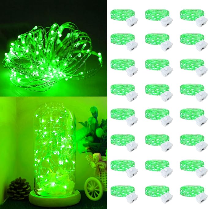 24 Pack Fairy Lights Battery Operated, 7ft 20 LED 3 Modes Speed Twinkle Mini String Lights Waterproof Silver Wire Firefly Starry Lights for Mason Jars Wedding Party Christmas Decorations