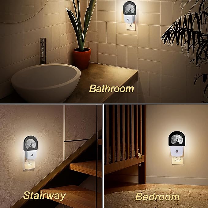Night Light, Full Moon Howling WolfNight Lights Plug Into Wall Decor, Home Indoor Stairway Kitchen Corridor,Boys Girls Women Men Room Gifts
