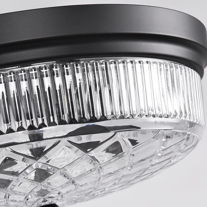 Semi Flush Mount Ceiling Light with Clear Glass Shades,3-Lights Industrial Semi Flush Mount Ceiling Light, 3-Light Industrial Black Light Fixtures Ceiling Mount for Kitchen Living Room Foyer