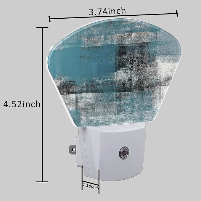 Blue Grey Abstract Painting Night Light Plug into Wall, Art Painting Night Light with Dusk to Dawn Sensor for Kid Girls Boys Women Men Room, Hallway, Kitchen, Bathroom, Stairs Decor