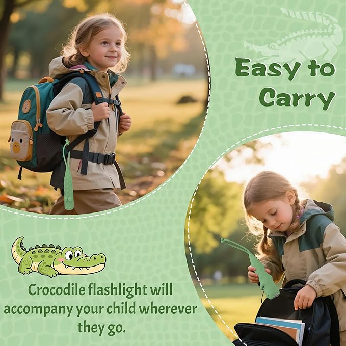 Kids Silicone Flashlight, Dimmable Flashlight for Toddlers Kids Boys Girls, Rechargeable Hanging Night Light for Camping, Night Walks and Home Use, Fun Animal Themed Portable Torch