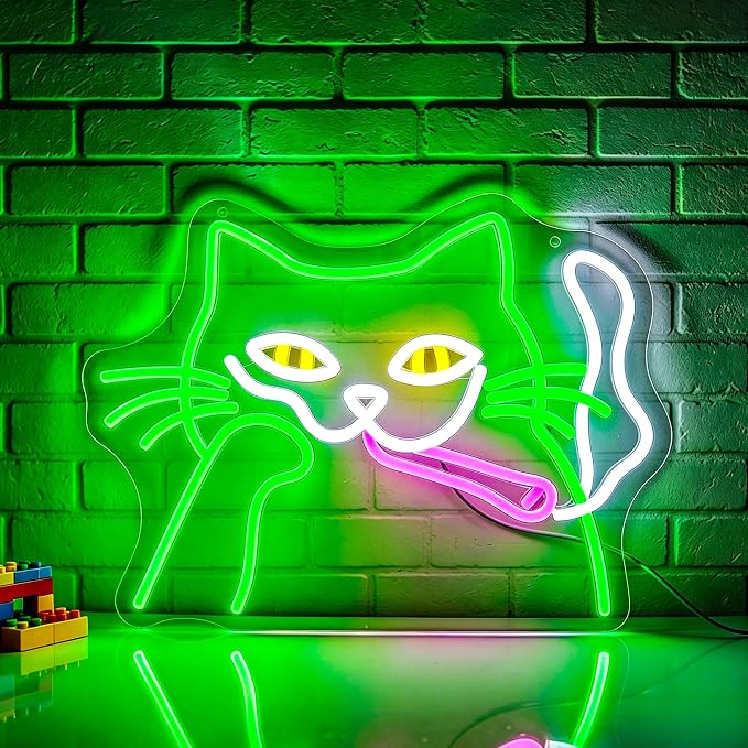 Cat Neon Sign Led Sign Neon Signs for Wall Decor Neon Lights | Cat Led Light Up Sign, Dimmable, Game Room Decor, Boys Gift, Party, Halloween Wall Decor, 5V USB Powered