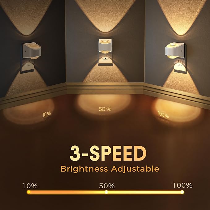 Projector Night Light, Rotating Lights Plug into Wall Warm,2 Pack | Dimmable Brightness,Soft White 3000K, Dusk to Dawn Sensor Nightlight for Kids, Nursery, Bathroom, Home Decor, Gaming Room