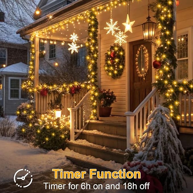 6 Pack Timer Fairy Lights Battery Operated Twinkle Lights with 5 Modes | 16.4Ft 50 LED Silver Copper Wire Battery Wreath Lights for Home Christmas Wedding Indoor Outdoor Decor, Warm White