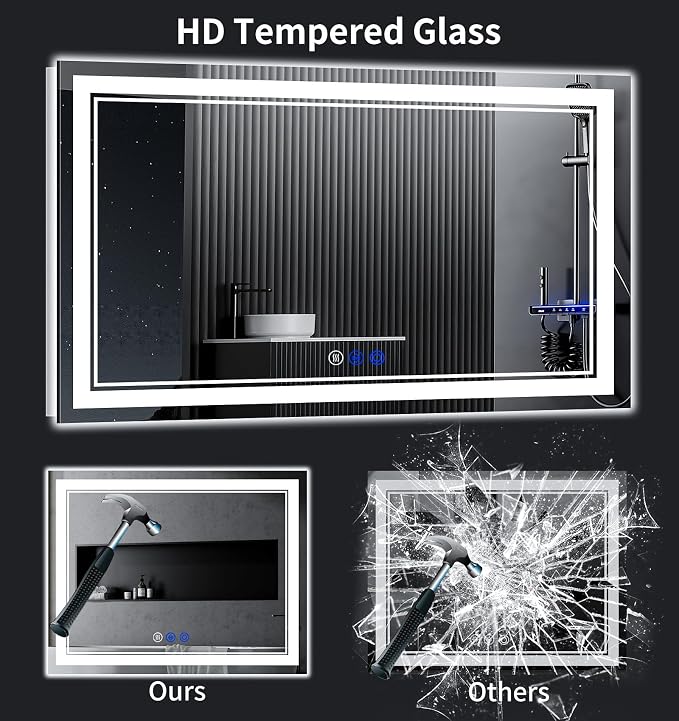60"x36" LED Bathroom Mirror with Lights,Anti-Fog,3 Color Modes