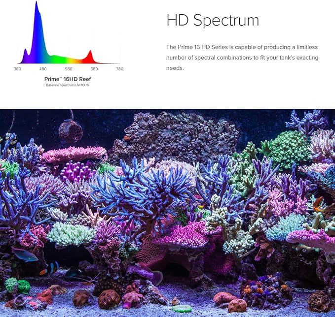 AquaIllumination AI Prime 16 HD LED App Controllable Saltwater Aquarium Reef Light - Black