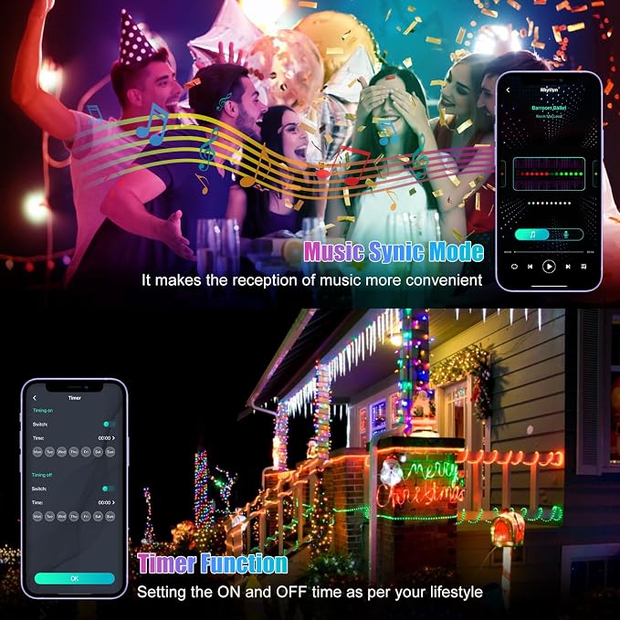 100 LEDs RGB Smart IC Fairy Lights, 33FT Multicolor String Lights Indoor | APP & Remote Control, USB Powered & IP65 Waterproof, Christmas Light Decoration for Outdoor, Christmas, Bedroom