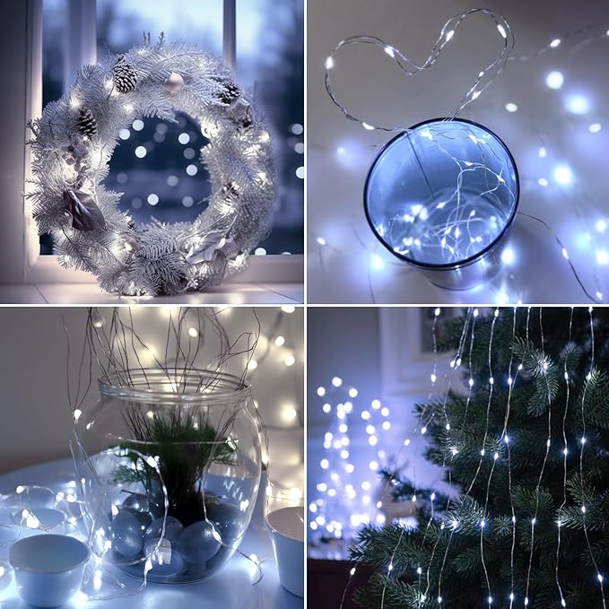 litogo 16 Pack FairyBattery Operated, 7ft 20 LED FairyWaterproof Silver Wire Battery Fairy Lights, Fairyfor Mason Jars for DIY Wedding Party Christmas Bedroom Patio, Cool White LW-BL15C-US