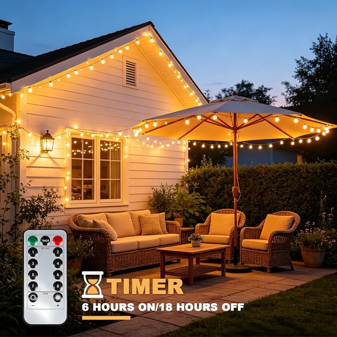 33FT 100LED Globe String Lights, Battery Powered Waterproof 8 Modes Hanging Fairy Lights with Remote for Patio Garden Holiday Tree Yard Party Wedding Indoor Outdoor Decor, Warm White
