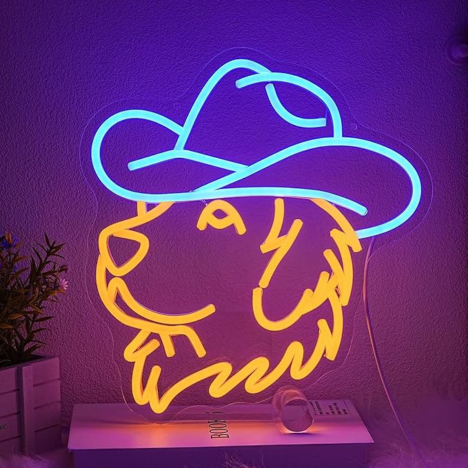 Golden Retriever Neon Sign for Wall Decor Dog Neon Light Cowboy LED Neon Sign Cute Retriever Led Neon Light for Bedroom Zoo Pet Shop Decoration