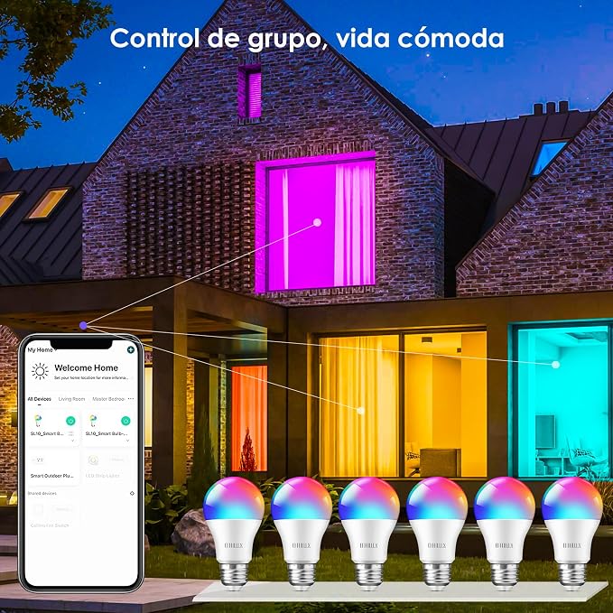 OHLUX Smart WiFi LED Light Bulbs Compatible with Alexa Google Home 900Lumen 100W Equivalent, RGBCW Multi-Color, 2700-6500k Dimmable,Voice Control 9W E26 A19 Color Changing Bulb-4PACK