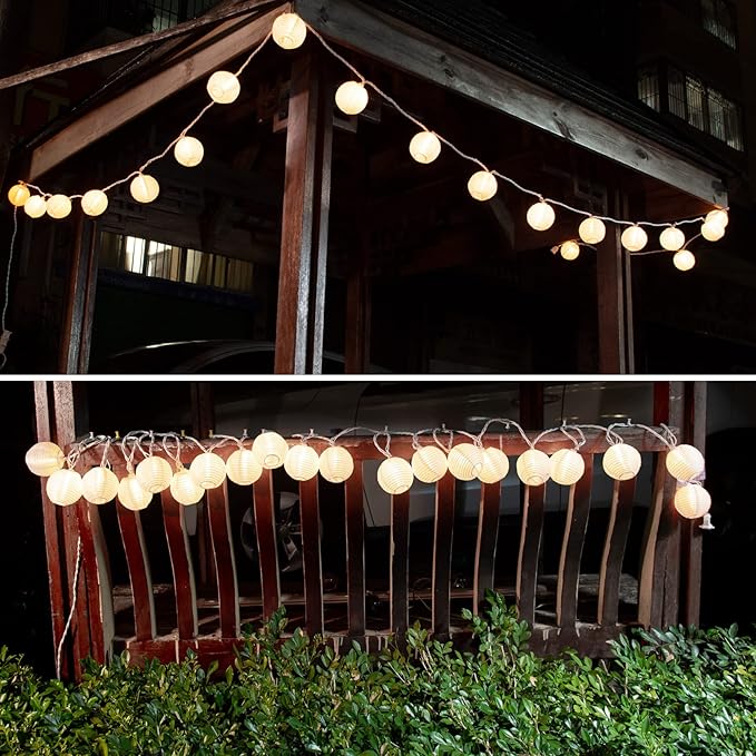 Lantern String Lights Plug in,20 Count Mini White Lantern Lights for Bedroom, Decorative String Lights Indoor Outdoor Porch Balcony Decor