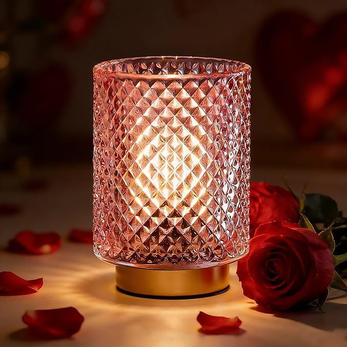 ULAROOM Small Battery Operated Lamp with Timer for Bedside,1 Pack Pink | Battery Cordless Accent Lamp for Shelf decor,Warm Moody Lighting Decorative Table Lamp for Entryway/Bathroom/Tabletop Decor