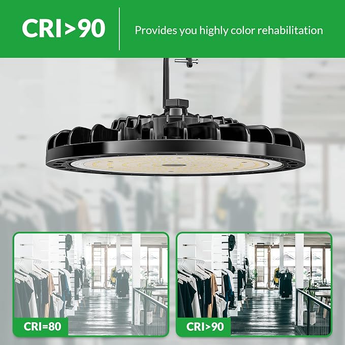 200W UFO LED High Bay Light 28000 LM 5000K w/US Plug 5ft Cable, Non-Dim | IP65 Waterproof Commercial Industrial Warehouse Workshop Factory Barn Garage Area Lighting Fixture AC85-277V