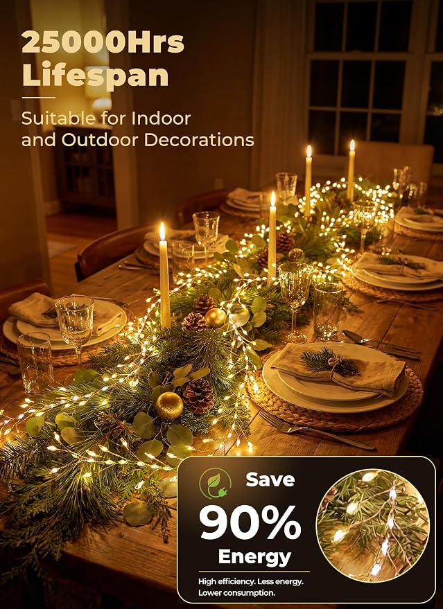 Fairy Lights Plug in for Bedroom Classroom | 10FT 388-LED Twinkle String Lights for Bedroom, Firecracker Lights for Ceiling Wreath Window Wedding Christmas Tree Decor