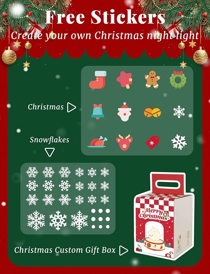 Christmas Flame Night Light, Cute Night Light with White Noise, Dimming, Rechargeable Portable Small Table Lamp, Best Idea for Christmas Gift Decor