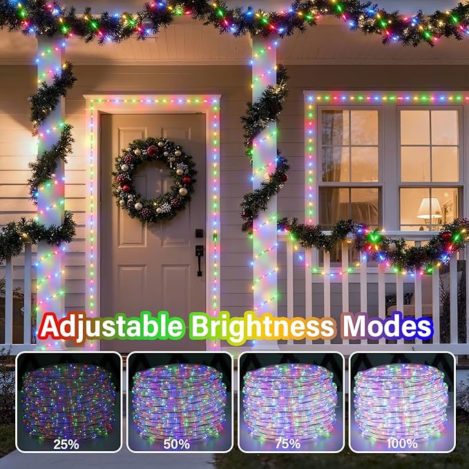 OMIKA Connectable 66ft 800LED Rope Lights for Outside, Multicolor LED Rope Lights Plug in with Remote Timer, 8 Lighting Modes, Outdoor Rope Lights Waterproof for Party, Christmas Decorations