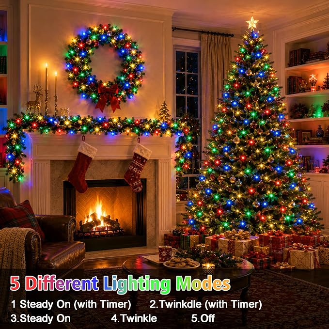 6 Pack Timer Fairy Lights Battery Operated Twinkle Lights with 5 Modes | 16.4Ft 50 LED Silver Copper Wire Battery Wreath Lights for Home Christmas Wedding Indoor Outdoor Decor, Multicolor