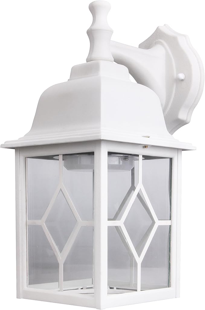 Outdoor Wall Light Fixture, Rustproof Aluminum, Glass | LED Large Exterior Porch Light Wall Sconce Lantern for House, Patio, Garage, Waterproof, 11W 1000 Lumen, 3000K, White