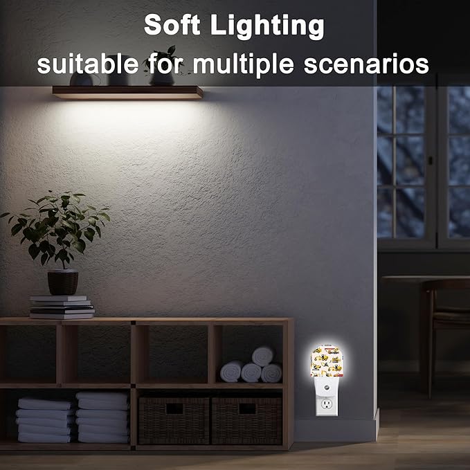 Night Light, Cartoon Excavator Night Lights Plug Into Wall Dusk to Dawn Sensor for Bedroom, Bathroom and Living Room for Women/Girls Gift