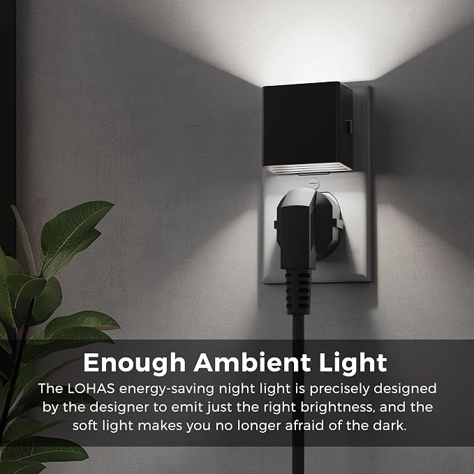 L LOHAS LED Night Light,Night Lights Plug into Wall,[2-Pack] | LED Night Light Brightness Adjustable,5000K Daylight White, Nightlight for Bathroom Hallway Kitchen