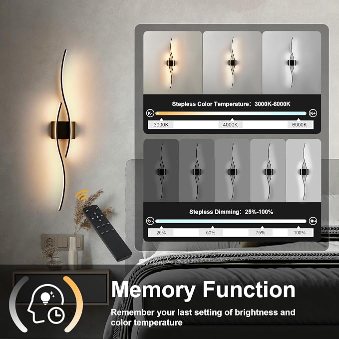 KARTOOSH Wireless Wall Sconces, Dimmable LED Sconce with Remote | Battery Operated Wall Sconce with 3 CCT Night-Light Timer Memory Modern Wall Sconces for Living Room, Hallway, Bedroom