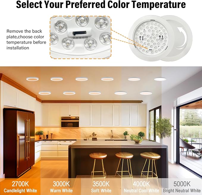 ETL 7 inch LED Flush Mount Ceiling Light Dimmable,Ultra Slim Round Flat Ceiling Lights 2700K/3000K/3500K/4000K/5000K,Modern Ceiling Lamp for Closet,Kitchen,Bathroom 7inch-3 Pack(White-5CCT)
