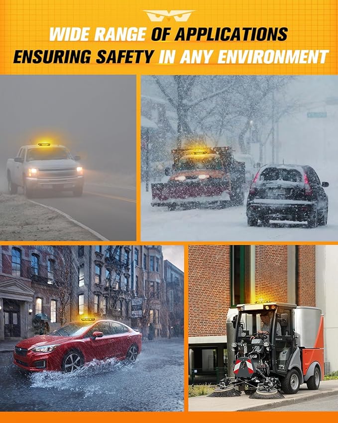 LUMENIX 56 LED Roof Top Strobe Beacon Lights Bar Rooftop Hazard Warning Emergency Safety Flashing Plow Light for Construction Vehicles Tow Commercial Trucks Postal Security Cars Snowplow - Amber