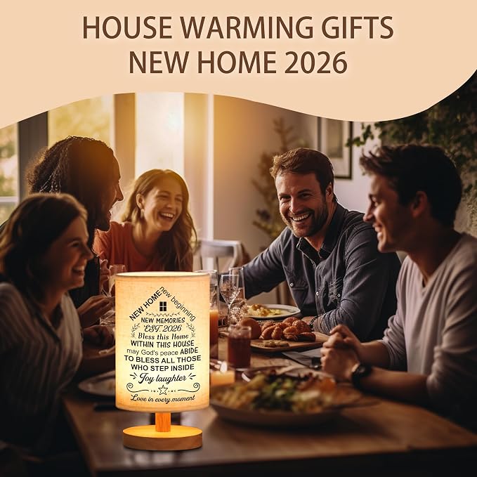 WSYEAR House Warming Gifts New House Decor, Table Lamp Best Housewarming Gifts 2026 New Home Gift Ideas Women Couple, New Home New Adventure New Memories