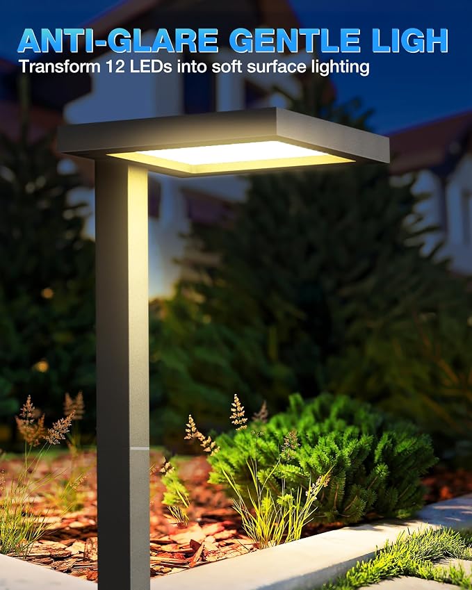 SUNVIE 5W 3000K LED Low Voltage Landscape Pathway Lights Black, 8 Pack | Wider Coverage, Anti-Glare, Waterproof, 12-24V AC/DC, Die-Cast Aluminum Outdoor Landscape Lighting for Walkway with Connector